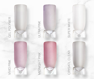 Shiny & Primerless Acrylic Nail Kit - Clear, White, Ultra Pink, Midnight Pink